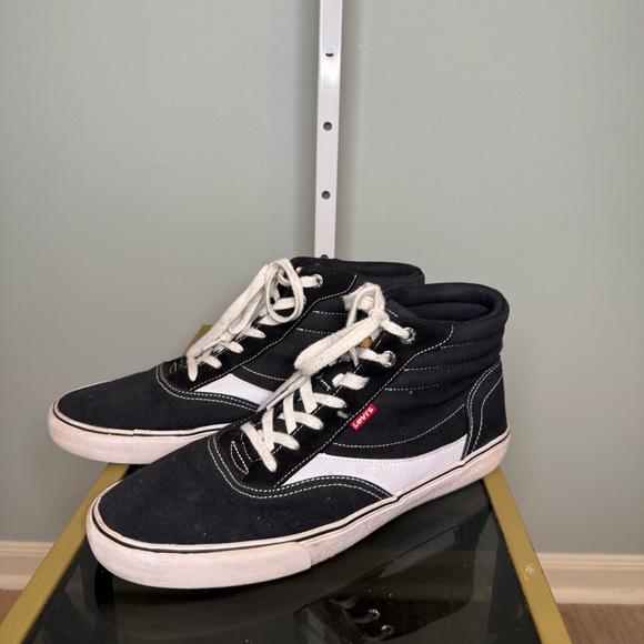 Vans Other - Men’s High Top Levi Sneaker Lace Up Black With White Detail Size 12